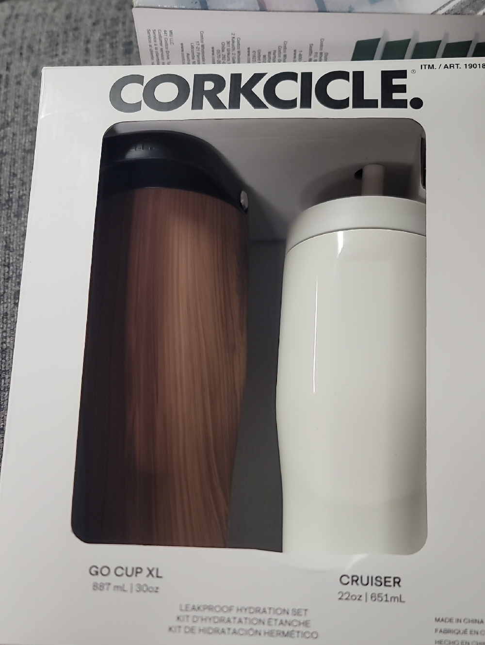 Corkcicle Go Cup XL & Cruiser Set - Woodgrain & White